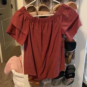 H&M off the shoulder, riffled sleeve top
